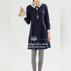 Modcloth Miss Patina Kitten Melody 🎶 navy dress